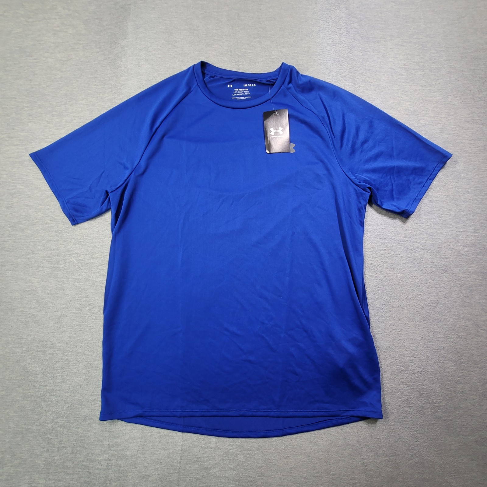 Under Armour T Shirt Mens Large Blue The Tech Tee Loose Fit Gym Workout Logo NWT