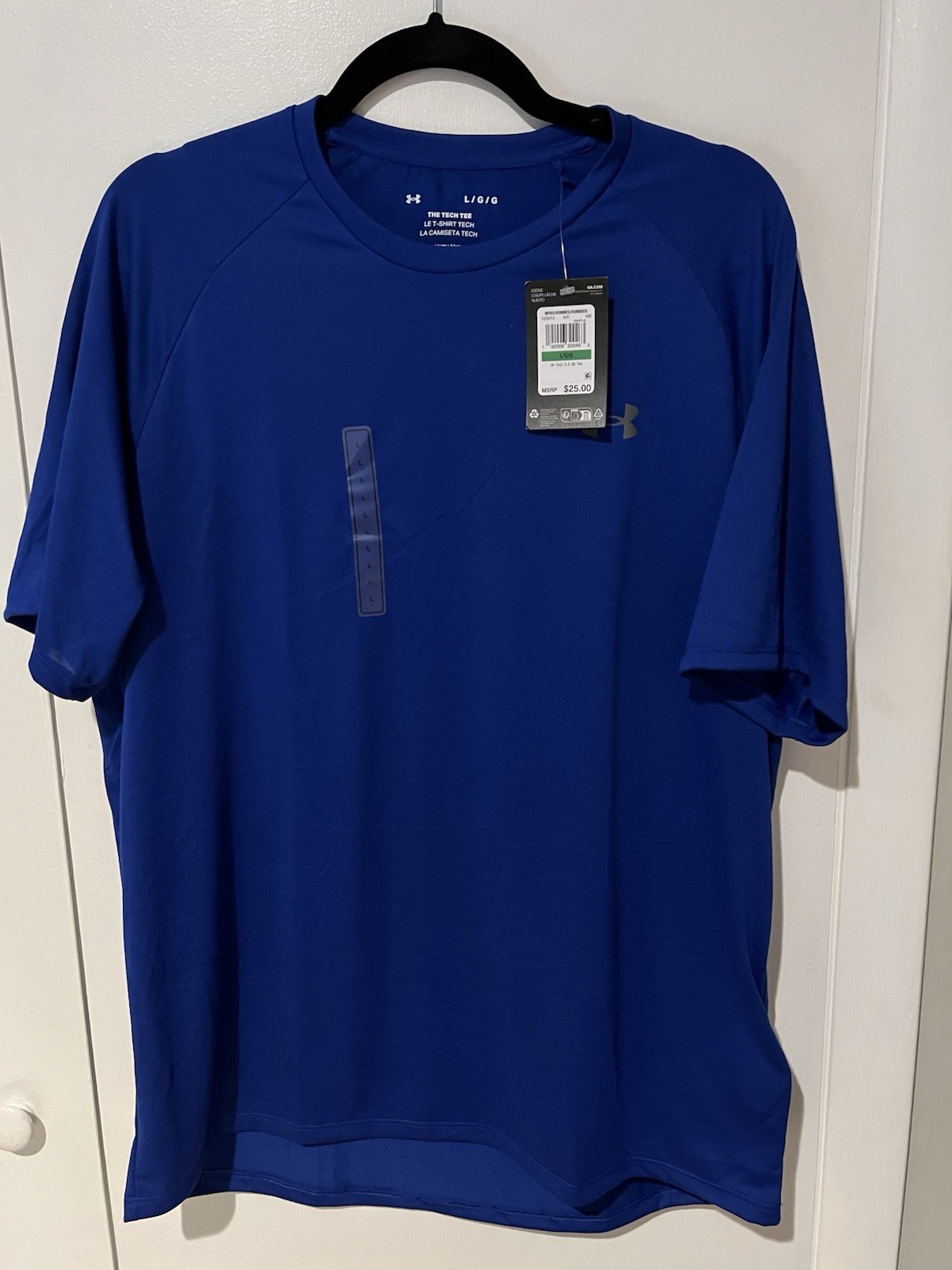 NWT Under Armour Mens Large Basic T-Shirt The Tech Tee Blue Short Sleeve Logo