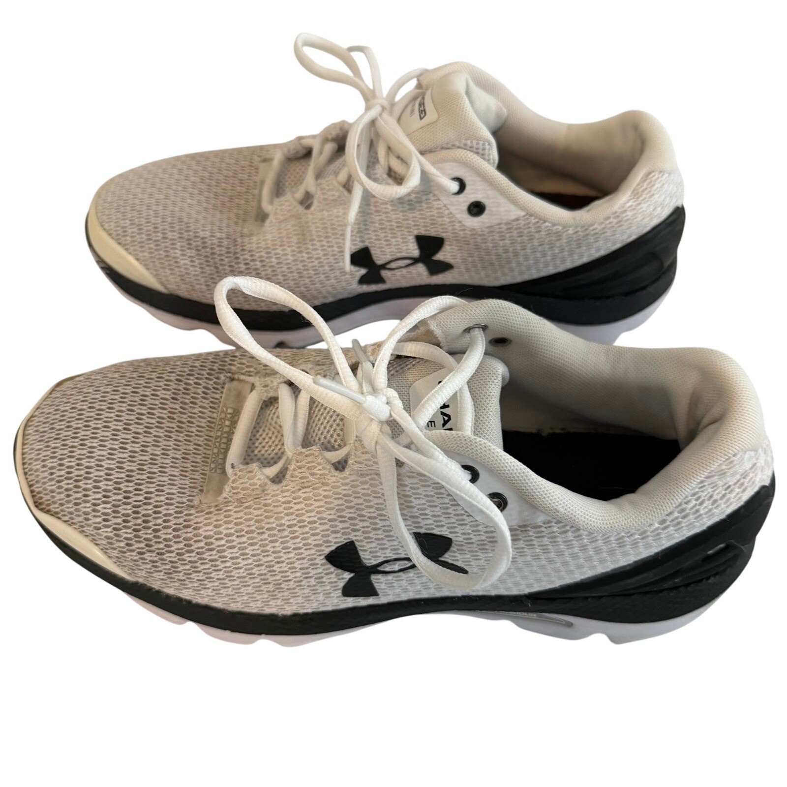 Under Armour White Black Charged Assert 9 Mens Running Shoes Size 10 Athletic