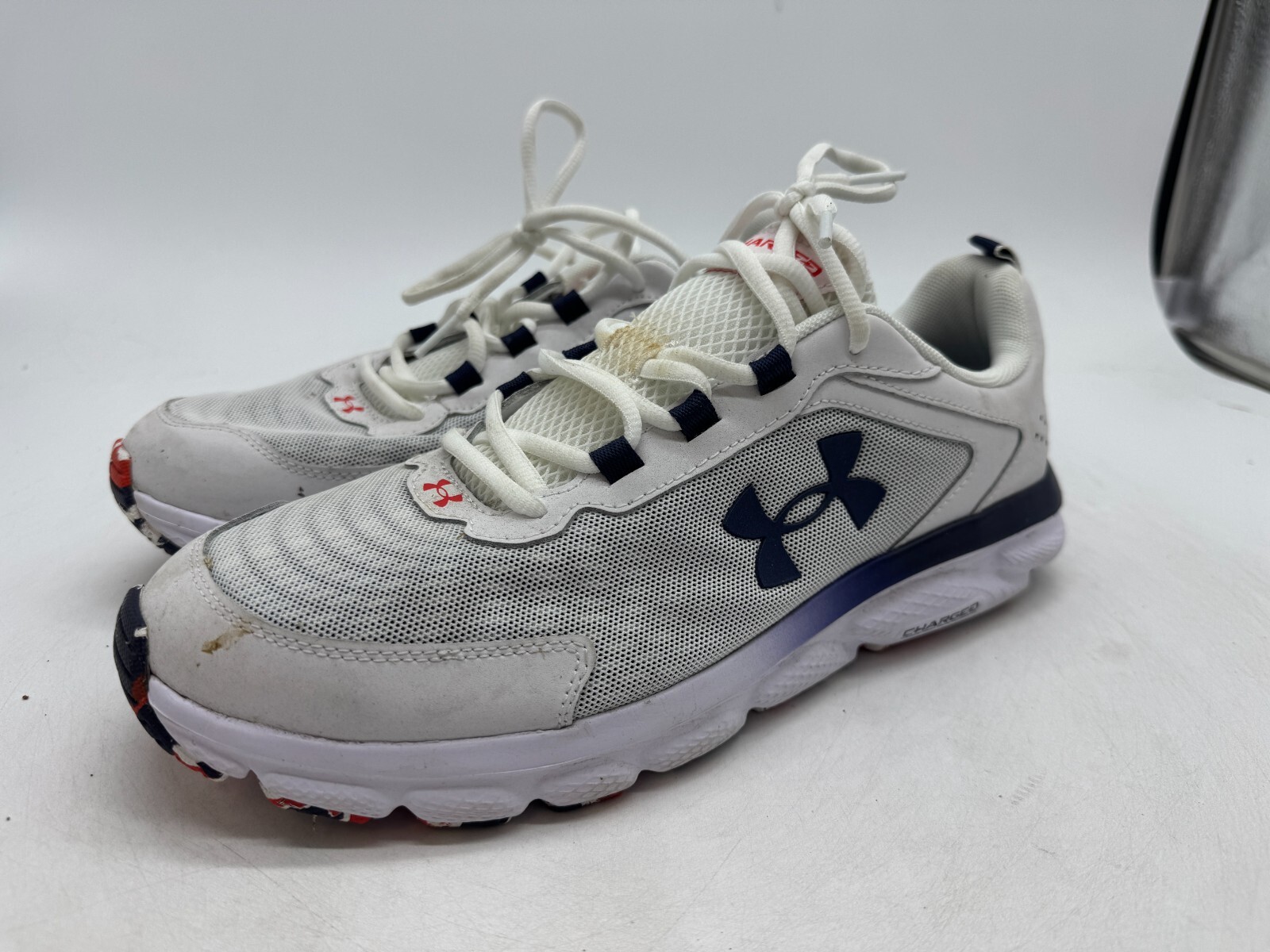 UNDER ARMOUR MEN’S CHARGED ASSERT 9 MARBLE RUNNING SHOE WHITE STEEL SIZE 11