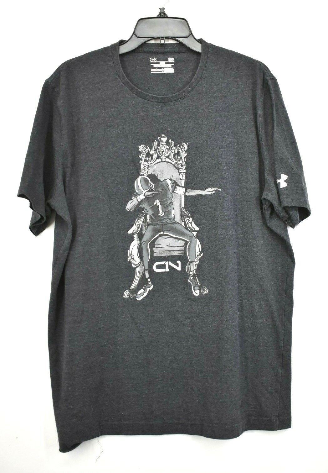 Under Armour Men Charcoal Gray Short Sleeve Crew Neck Heat Gear Loose T-Shirts L