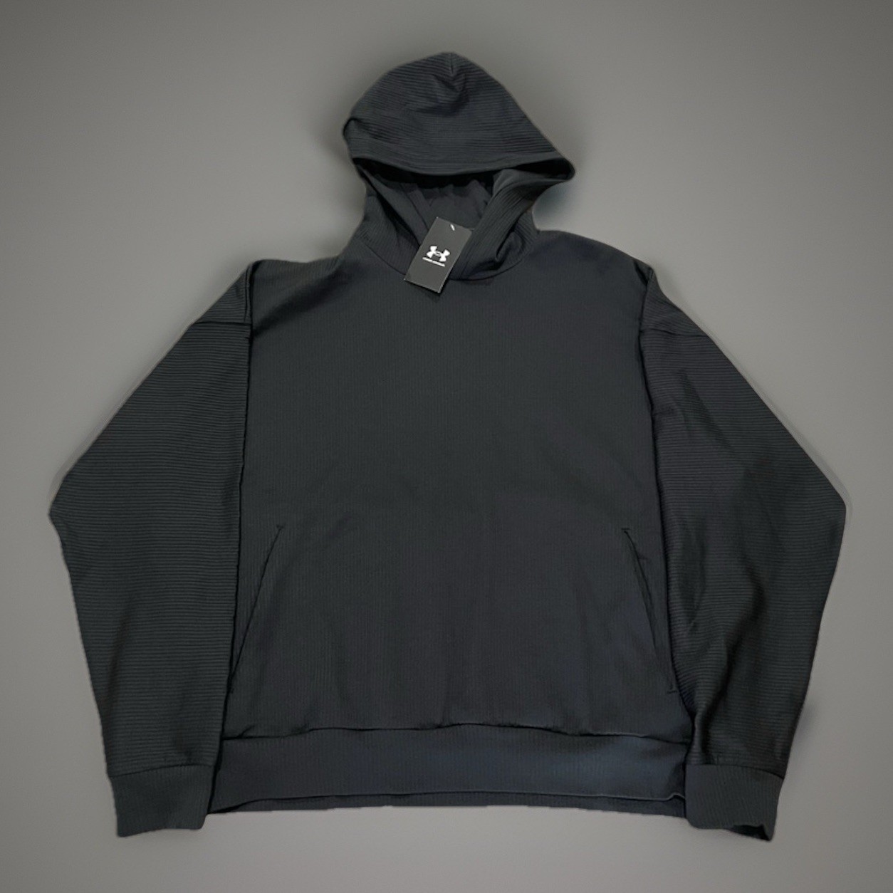 NWT Under Armour Journey Rib Hoodie Sweatshirt Anthracite Black Men’s Size L