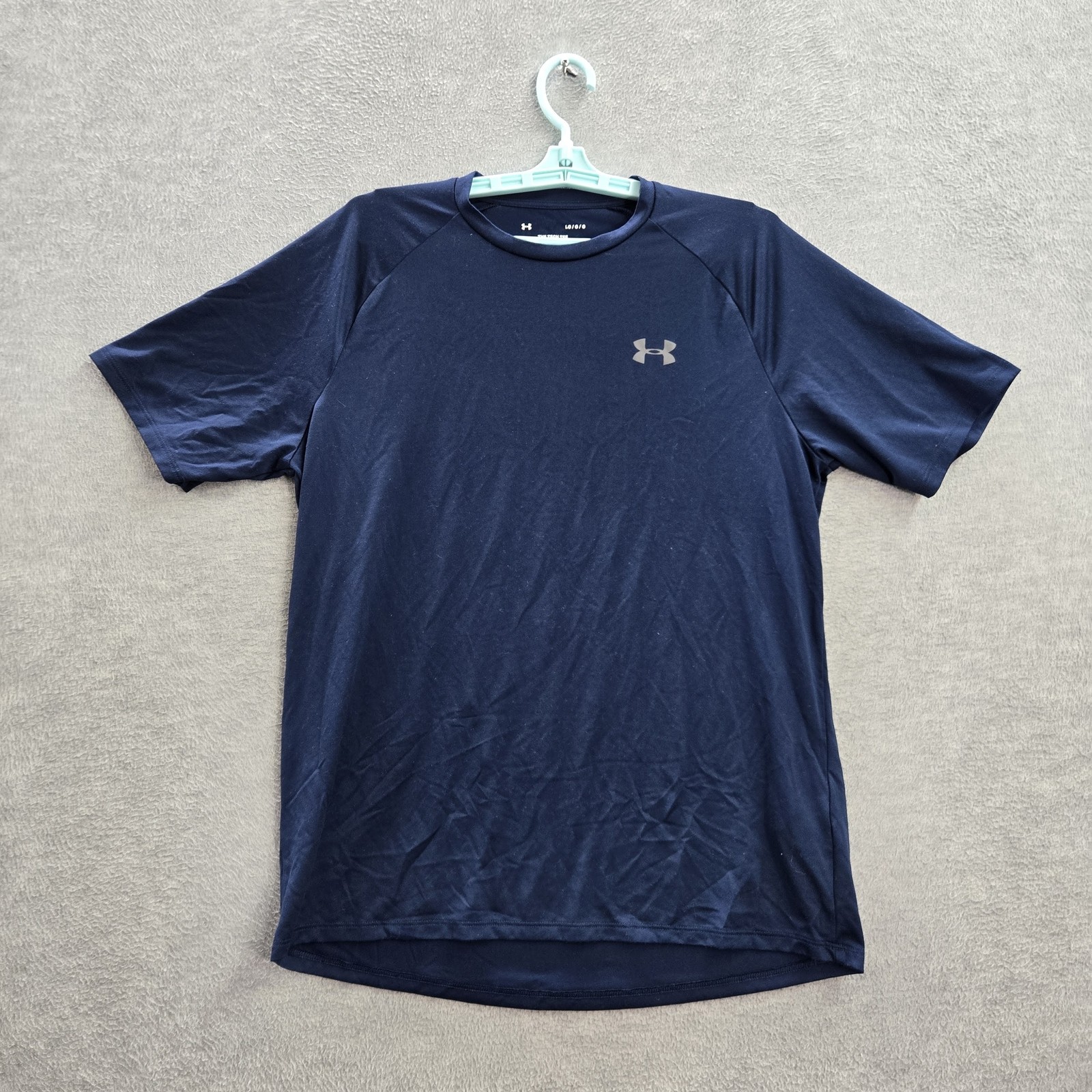 Under Armour Men Shirt L Blue The Tech Tee Activewear Logo Short Sleeve Tee