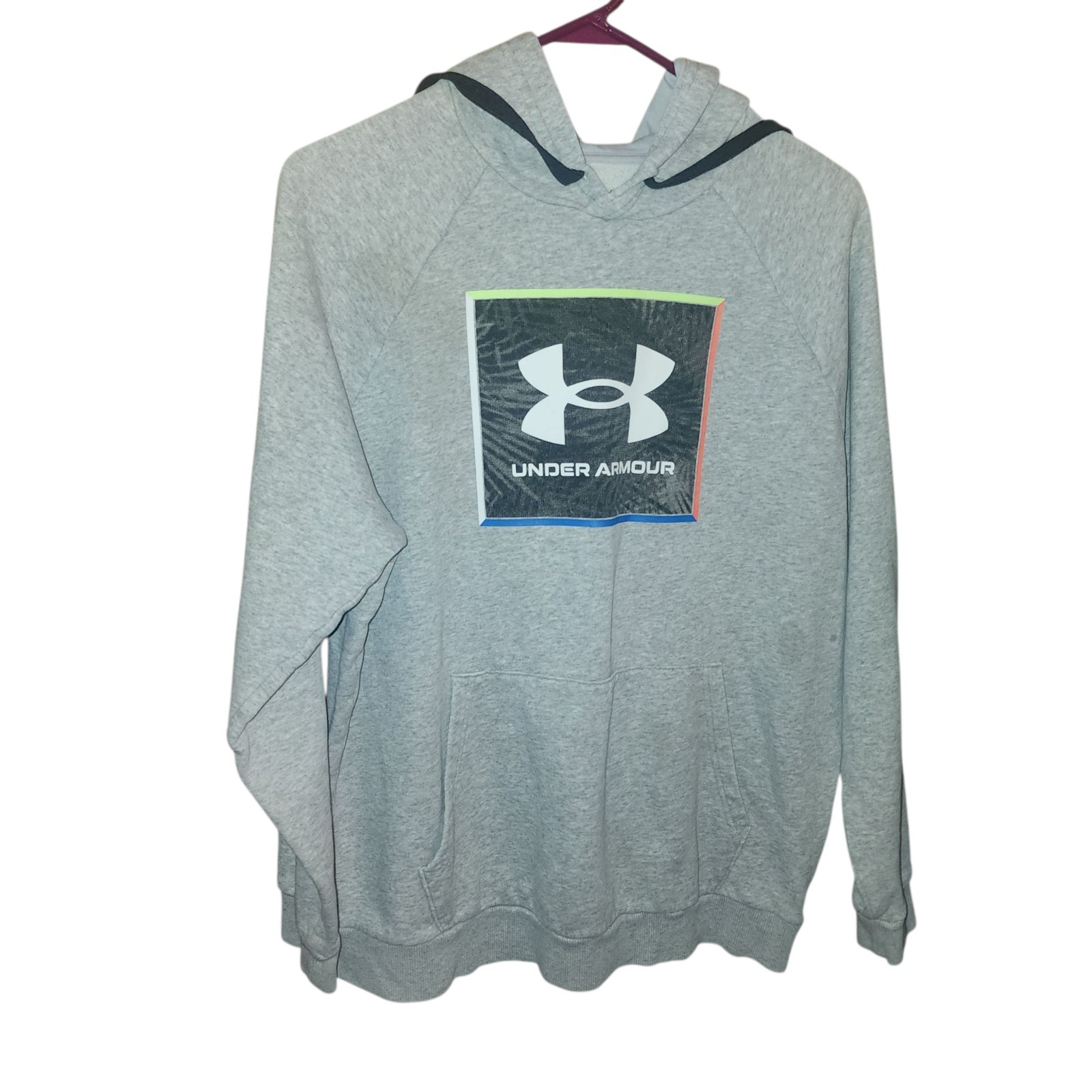 Under Armour Mens Grey Fleece Big Logo Hoodie Size M