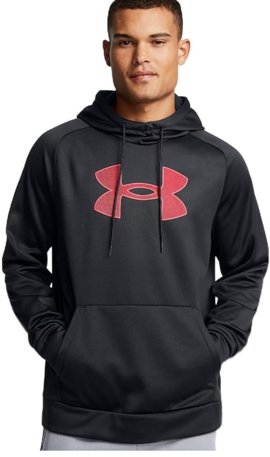 Under Armour UA Amour Fleece Mens Hoodie Size S Black / Light Red 1379854 004