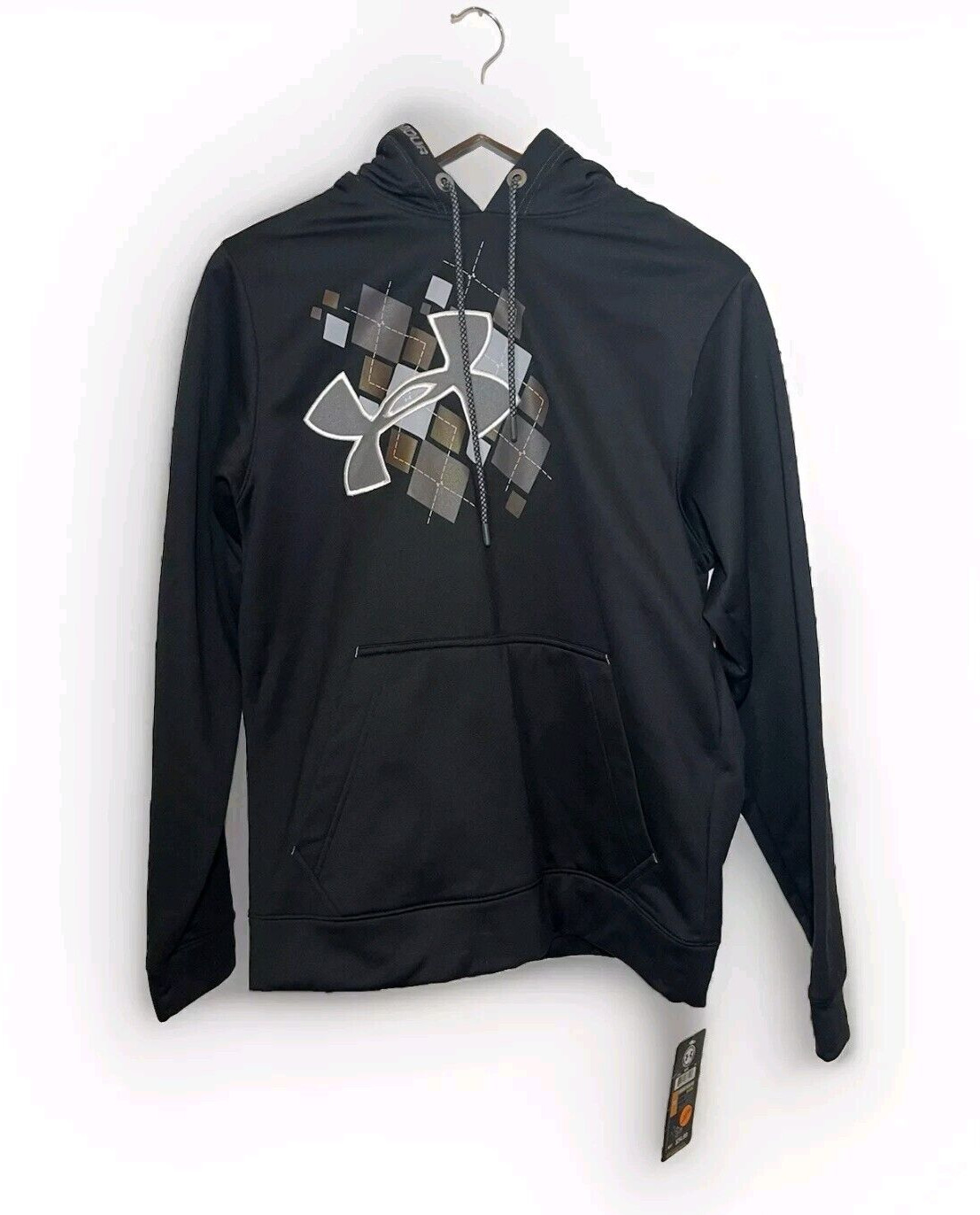 NWT Under Armour Coldgear Men’s Small Big Logo Fleece Hoodie Pullover Black New