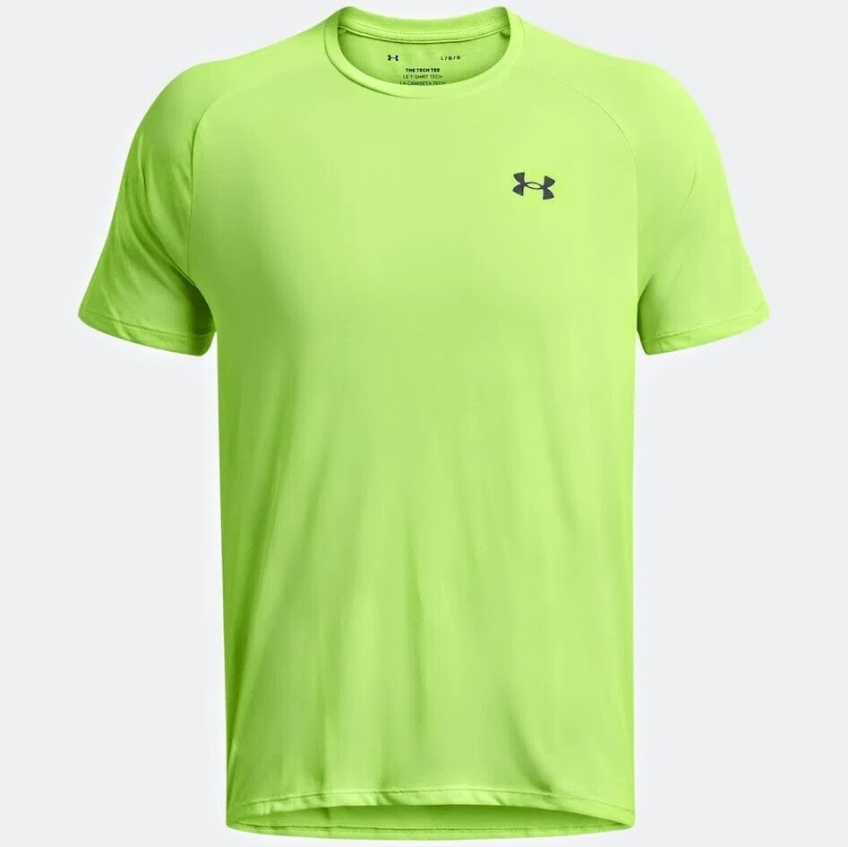 Under Armour L Men’s T-Shirt Green/Black Stretch Sweat Wick Loose UA Tech 2  New