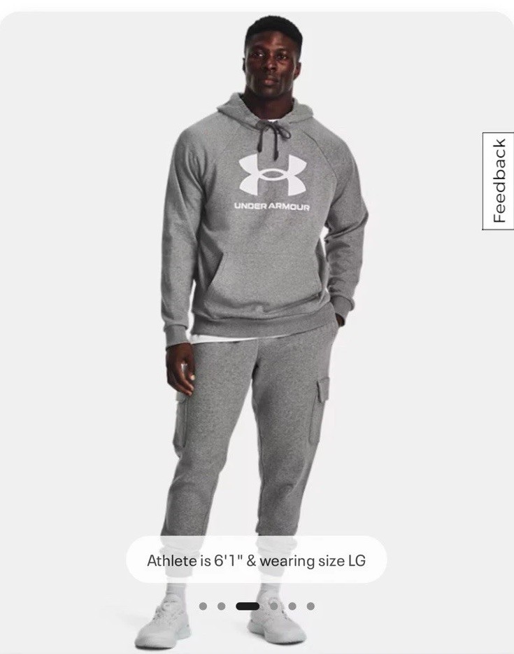 UA Under Armour Men Rival Fleece Big Logo Hoodie Sweatshirt Gray 1379758 Sz LT