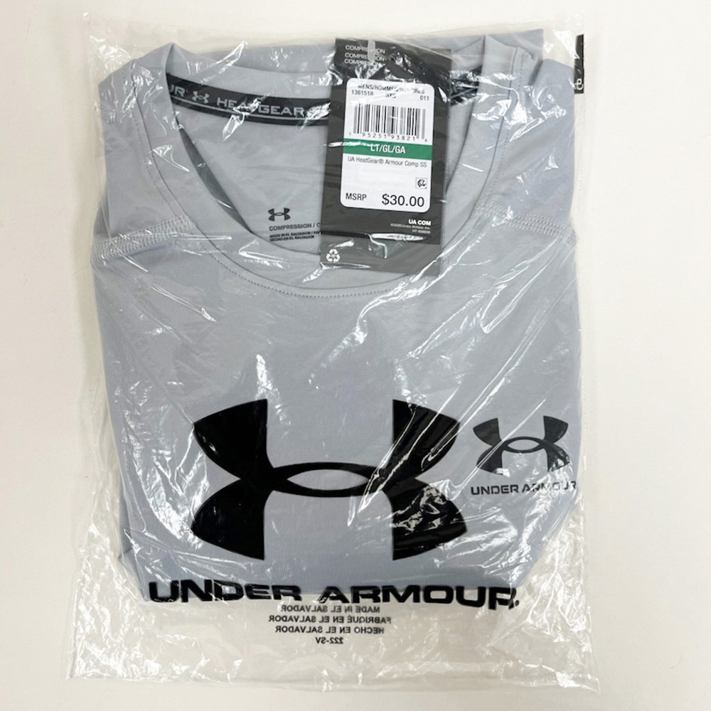 Under Armour HeatGear Men’s Compression Short Sleeve Shirt, Mod Gray/Black, LGT