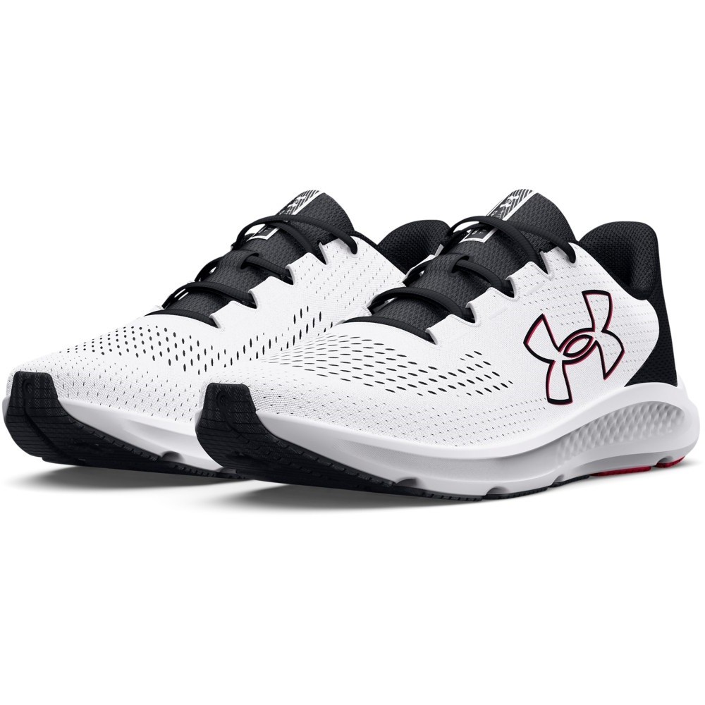 Under Armour 3026518 Men’s UA Charged Pursuit 3 Big Logo Shoes, White, Size 9
