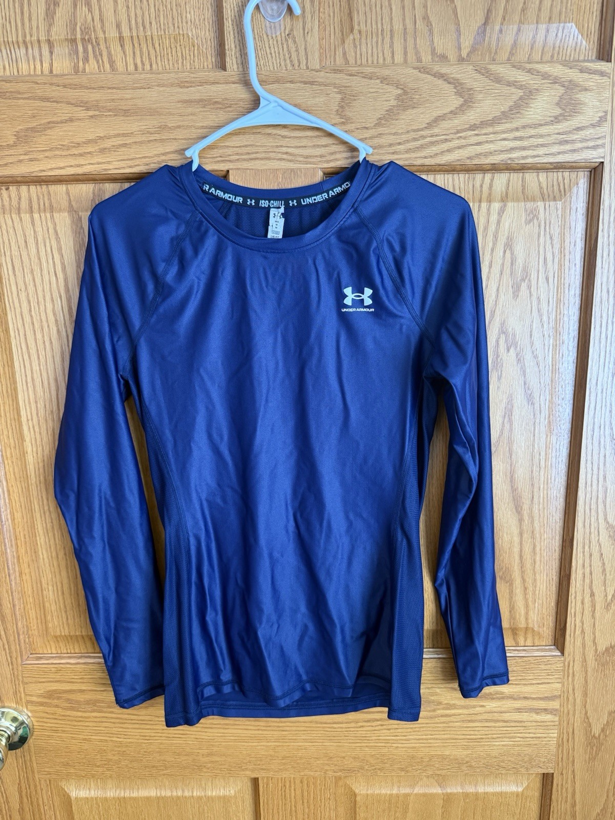 Under Armour Mens Medium Navy Heat Gear Activewear Compression Shirt Workout Gym