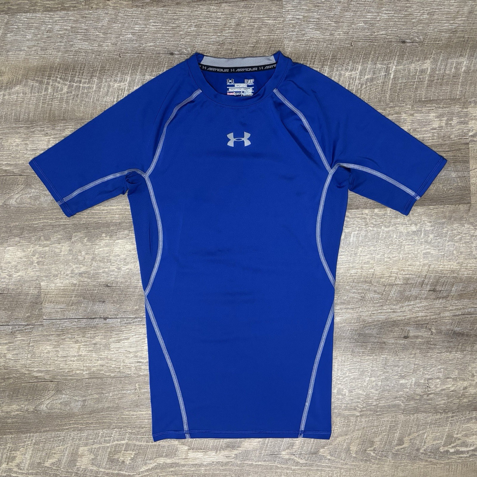 Under Armour Heat Gear Compression Shirt Men’s S Blue Short Sleeve