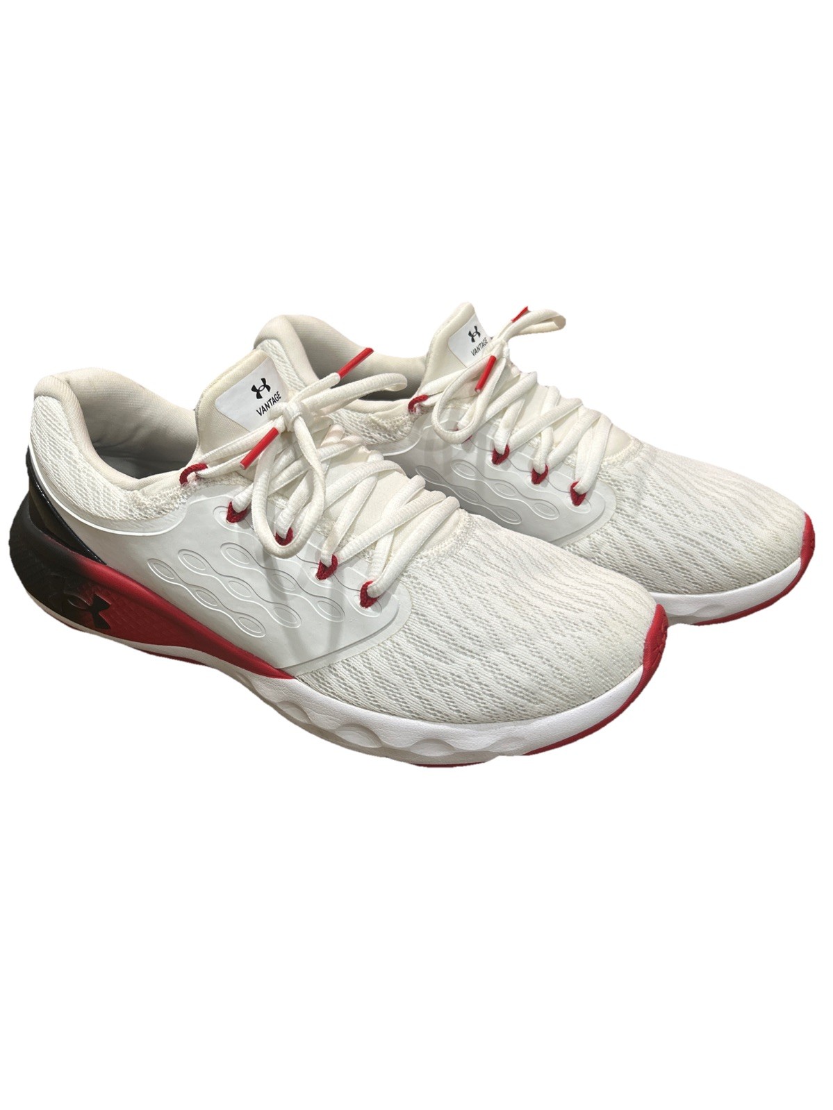 Under Armour Charged Vantage White/Red/Black Shoes Mens Sz 9 3024489-102