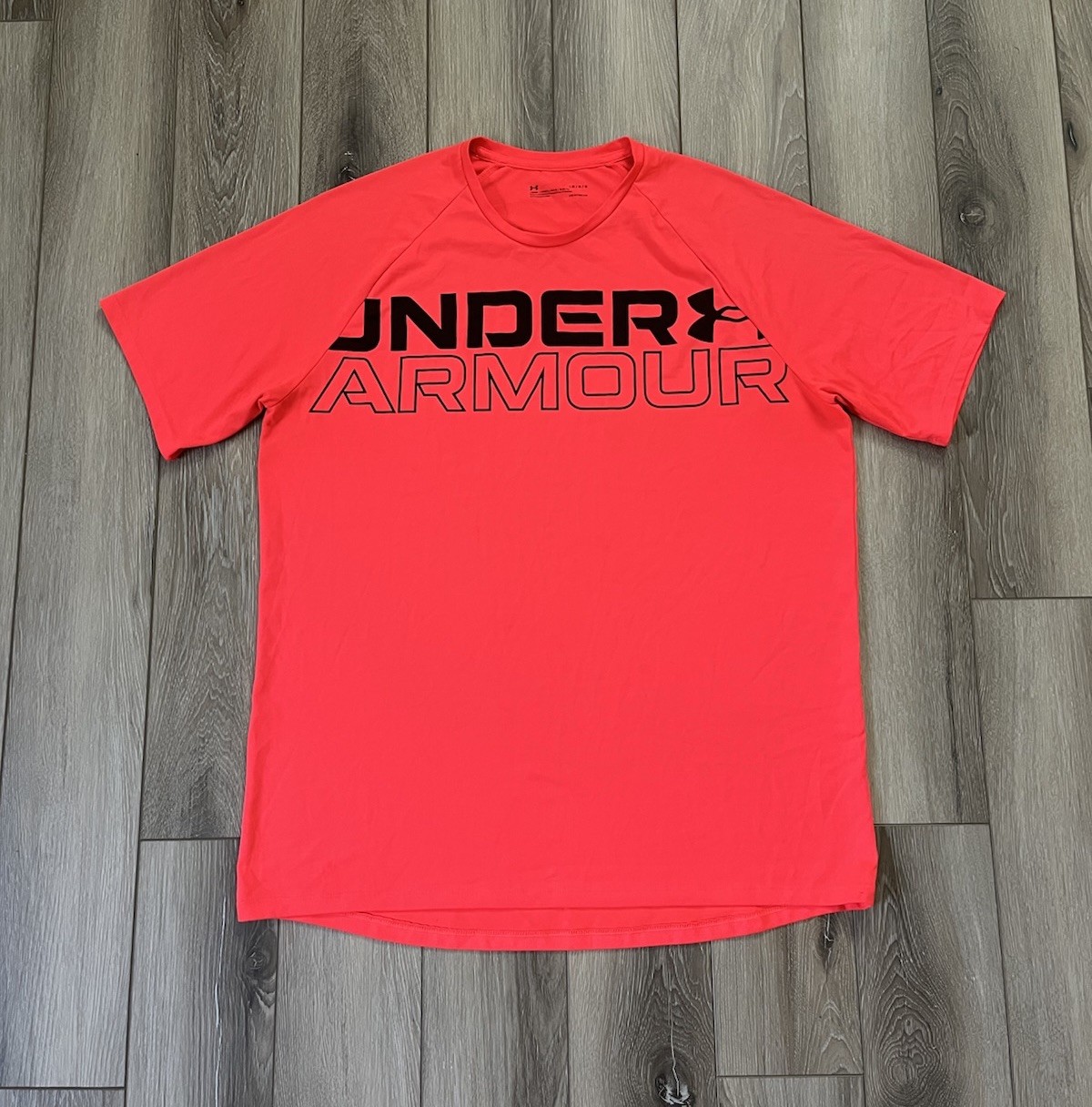 Under Armour Heatgear UA Tech 2.0 Workmark Short Sleeve Shirt Mens Sz Large