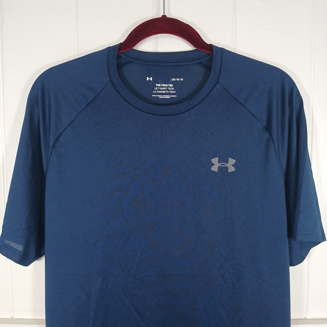 Under Armour Shirt The Tech Tee Men’s Large Navy HeatGear Athletic Short Sleeve