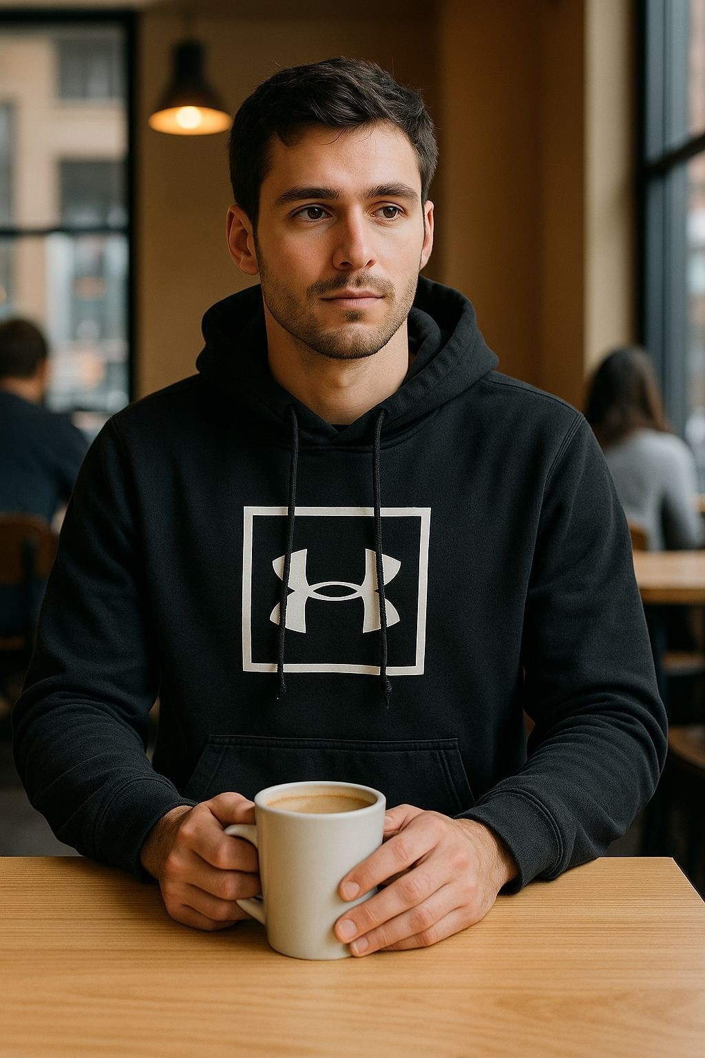 Under Armour Hoodie Small Black Pullover Logo Sweatshirt Athleisure
