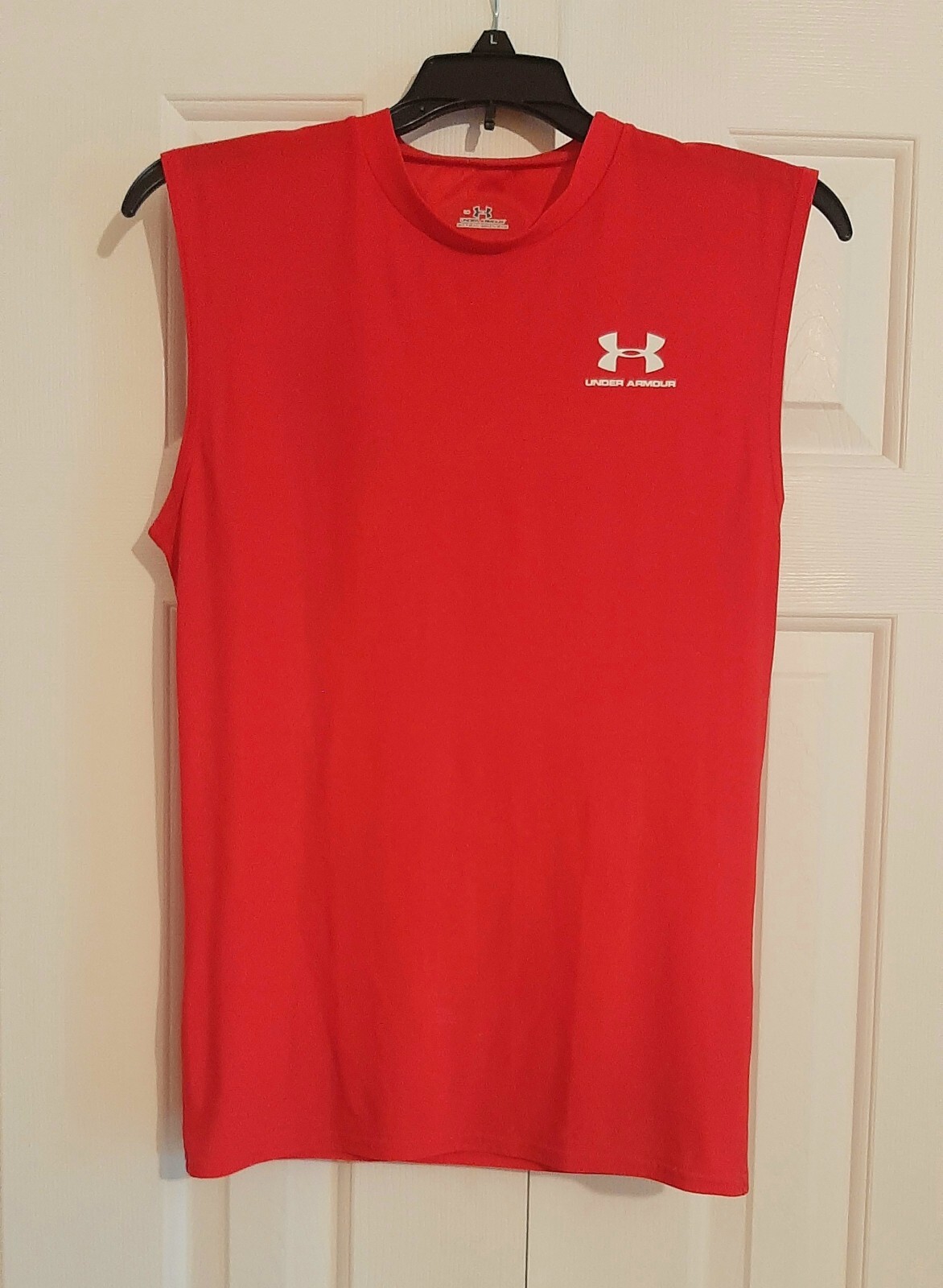 Men’s UNDER ARMOUR Heat Gear compression Shirt Size LARGE Red Pre Owned