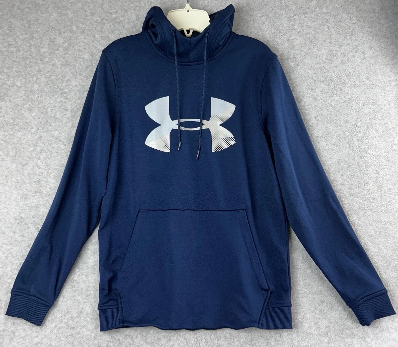 Under Amour Cold Gear  Sweatshirt Fleece Big Logo Pullover Hoodie Blue Men’s Sm