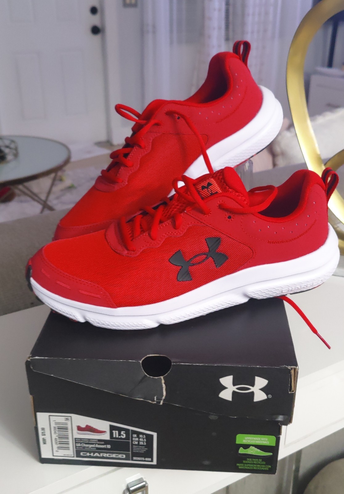 UnderArmour Charged Assert10 Mens Size 11.5Red Shoes Sneakers Athletic NEW W/Box