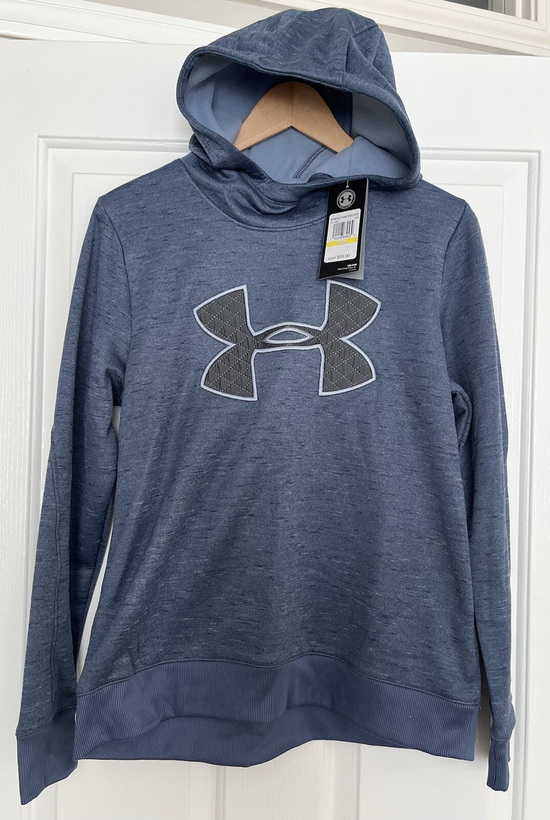 NWT! Under Armour Fleece Big Logo Blue Hoodie Sweatshirt Medium M $55
