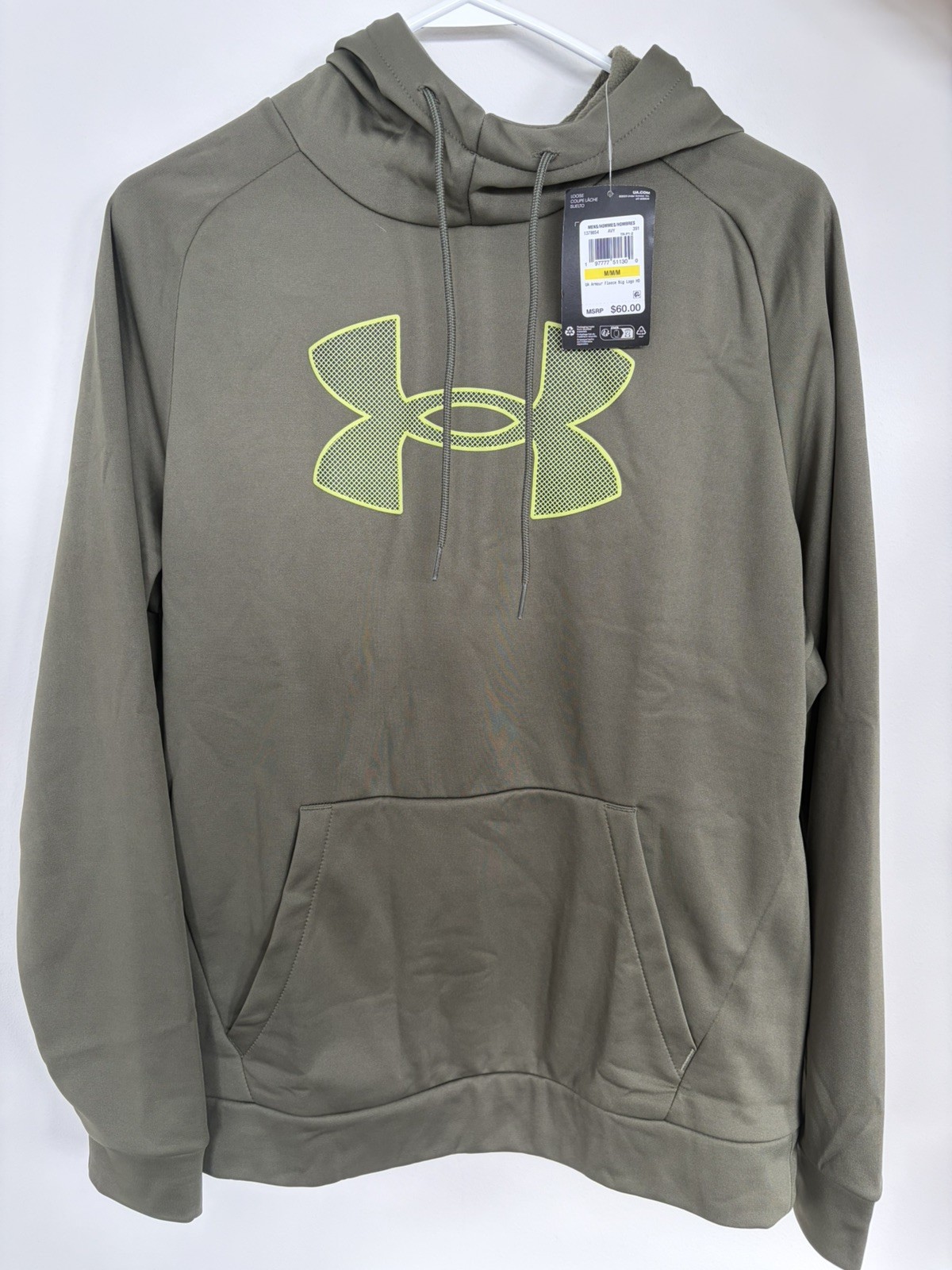 Under Armour Medium Hoodie Green Pullover Big Logo Hooded Sweatshirt New
