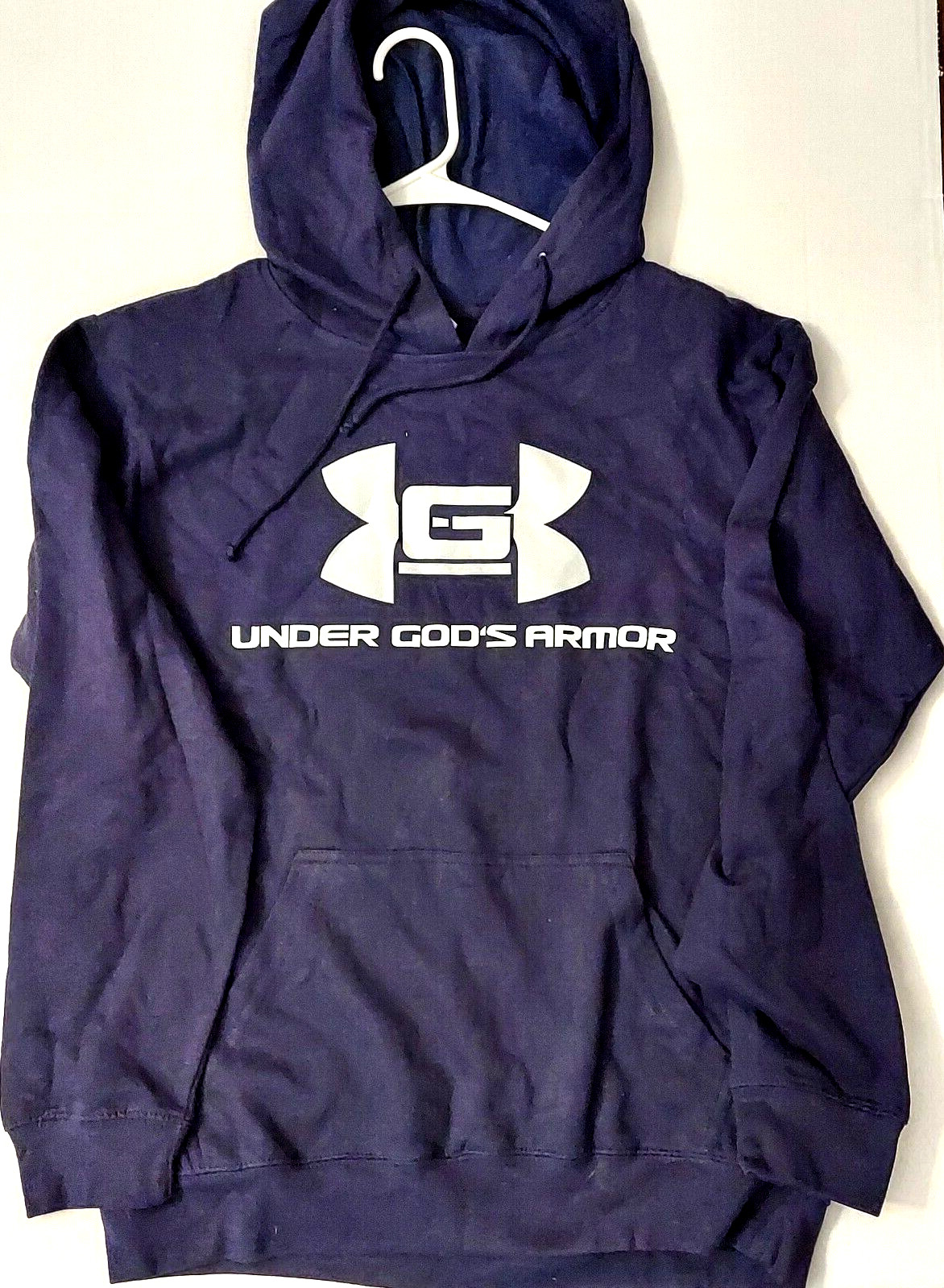NWT SIZE M Under Gods Armor NAVY BLUE Gildan Heavy Blend Hoodie sweatshirt
