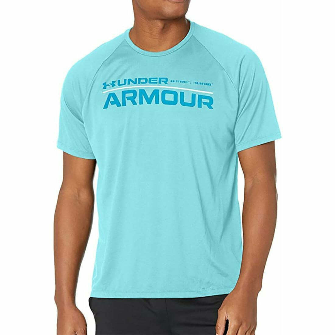 Under Armour Tech 2.0 Wordmark Mens Training Top Blue Short Sleeve Gym T-Shirt