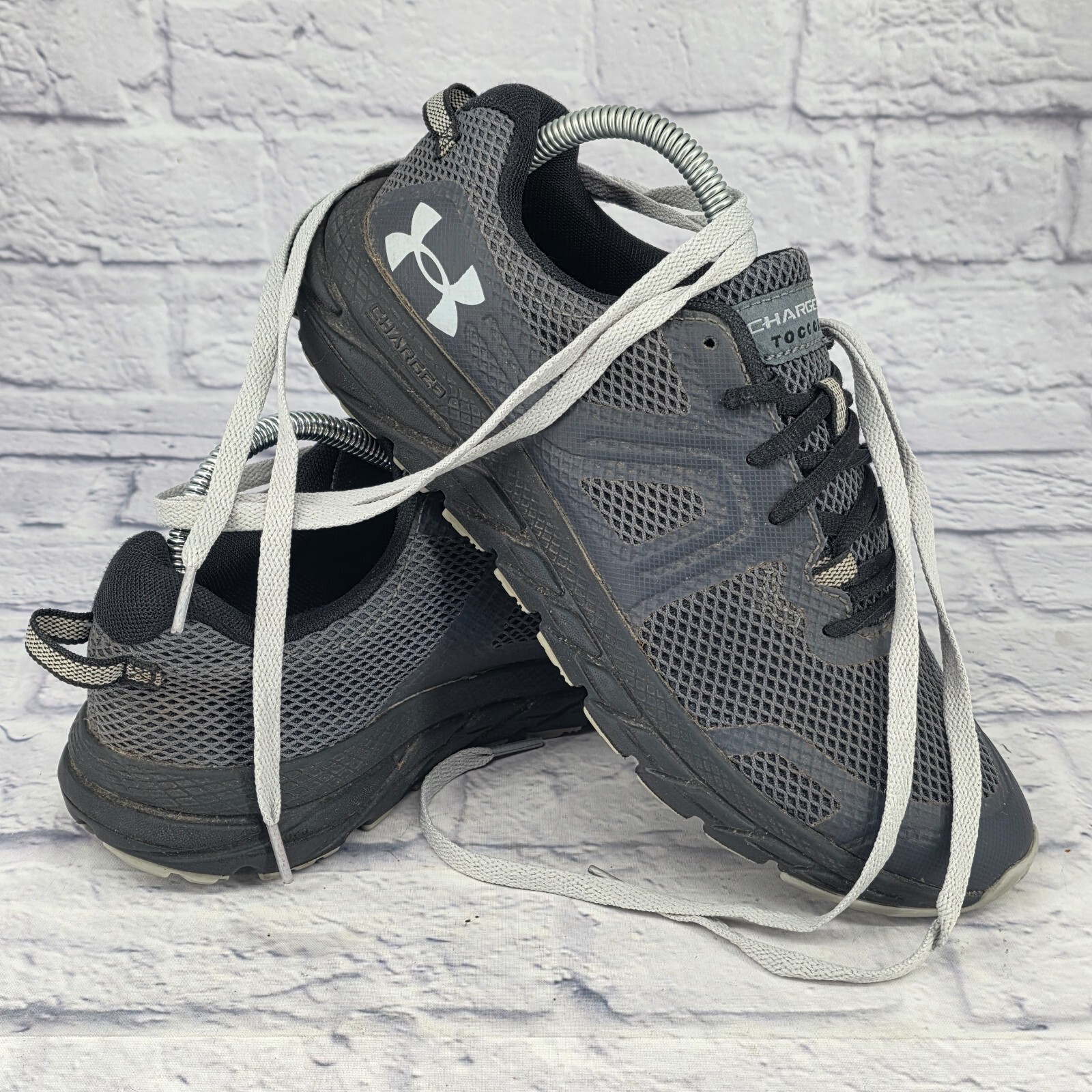 Under Armour Charged Toccoa 3 Men Sz 8.5 Gray Run Walk Jog Shoes Cushion Comfort