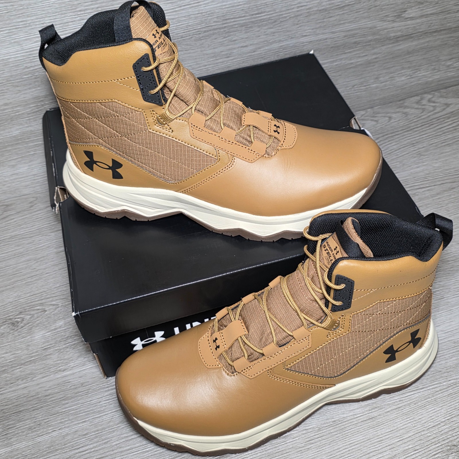 Under Armour Men Stellar G2 6″ Slip Resistant Tactical Trail Boots Size 13 Brown