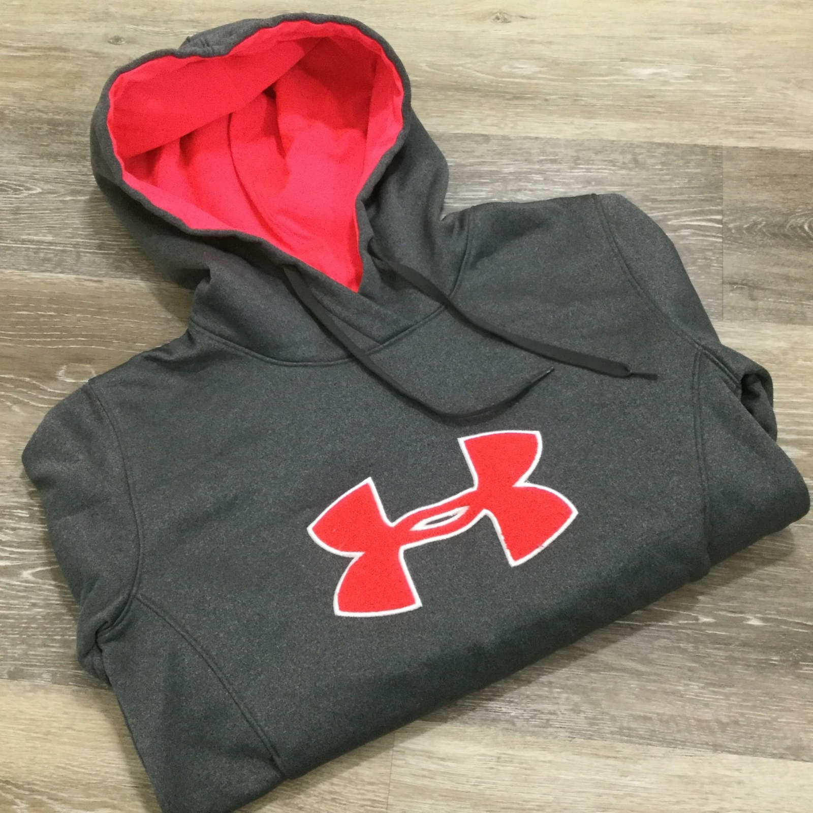 UNDER ARMOUR Cold Gear Graphic Pullover Gray Hoodie Sweatshirt Men’s Size Small