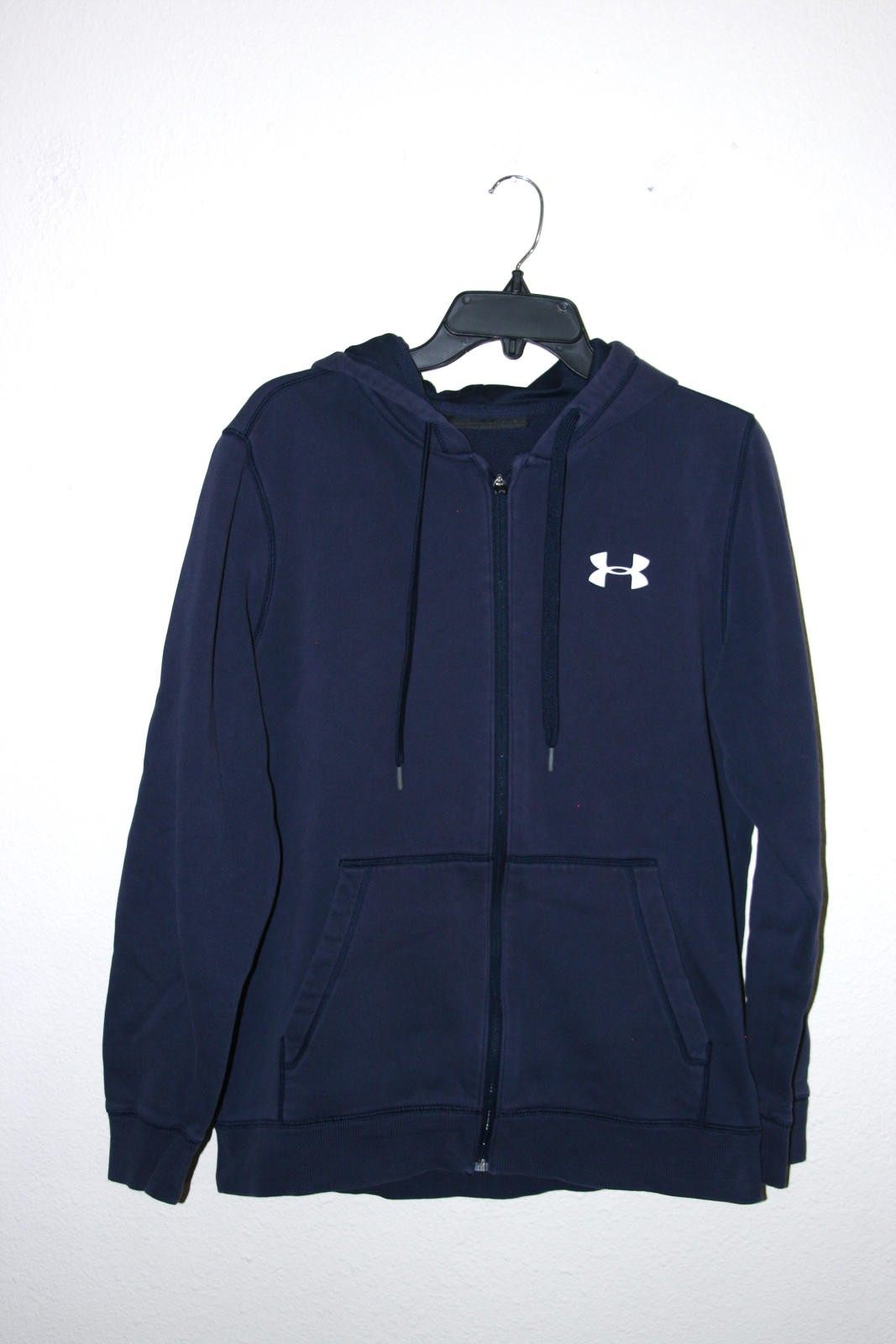 Under Armour Cold Gear Navy Blue with White Logo Hoodie Size Large