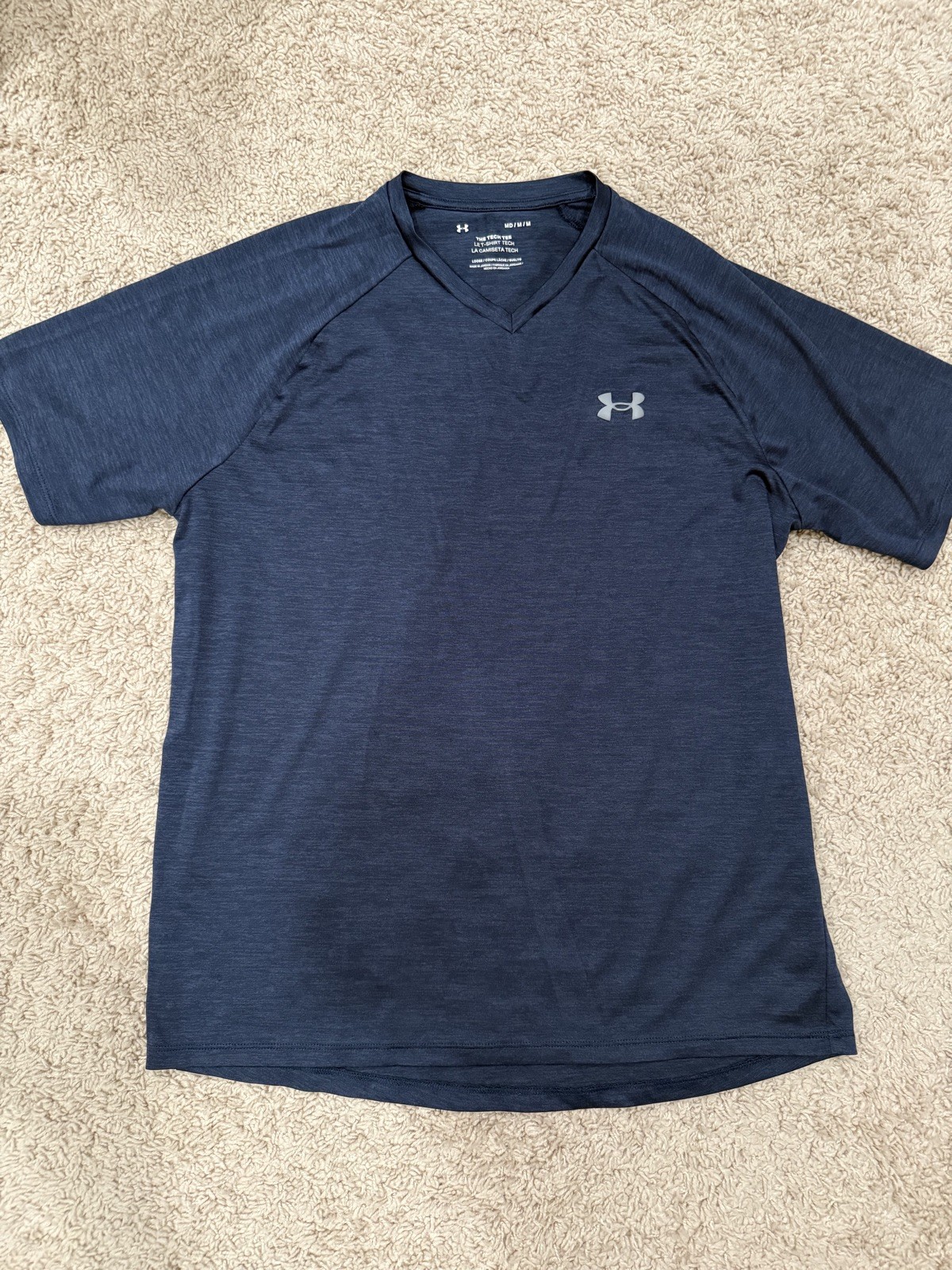 EUC Under Armour The Tech Tee Shirt Mens Size M Medium Heathered Navy