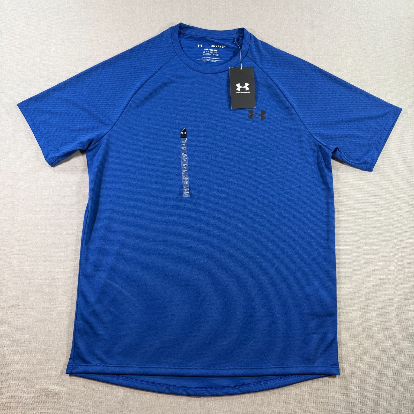 NWT Under Armour The Tech Tee Shirt Mens Small Blue Solid T Short Sleeve Loose