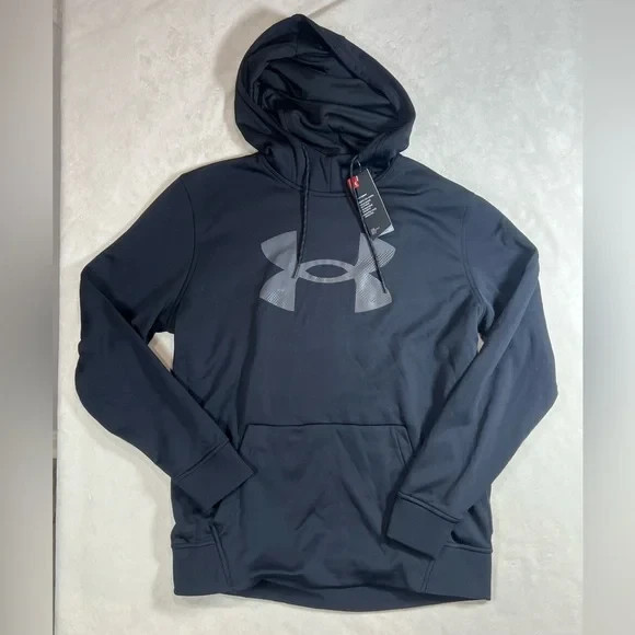 NWT Under Armour Large CoolGear Loose Fit Men’s Dark Black Hoodie with Logo