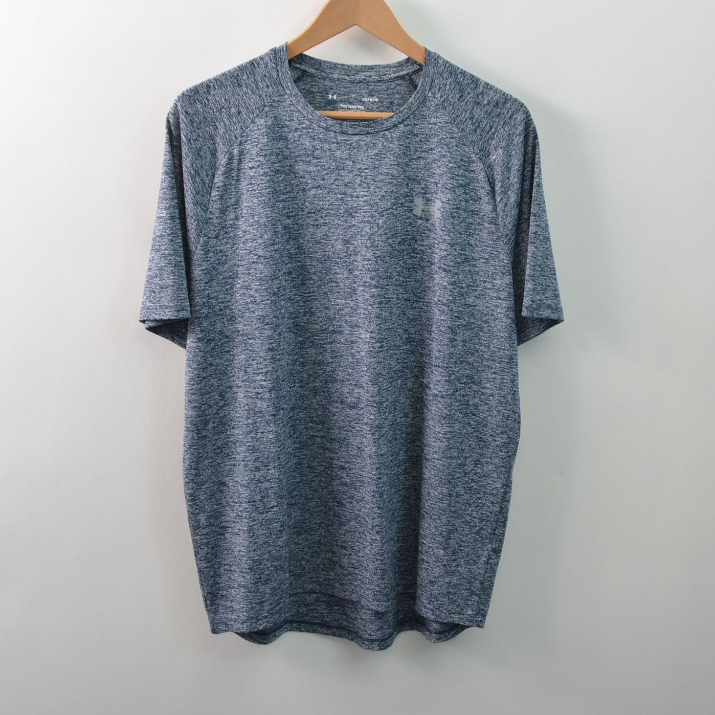 Under Armour The Tech Tee Mens Large Heather Blue Short Sleeve T-Shirt Polyester