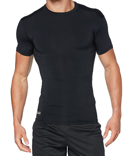 UNDER ARMOUR MEN’S TACTICAL HEATGEAR® COMPRESSION SHORT SLEEVE BLACK T-SHIRT-121