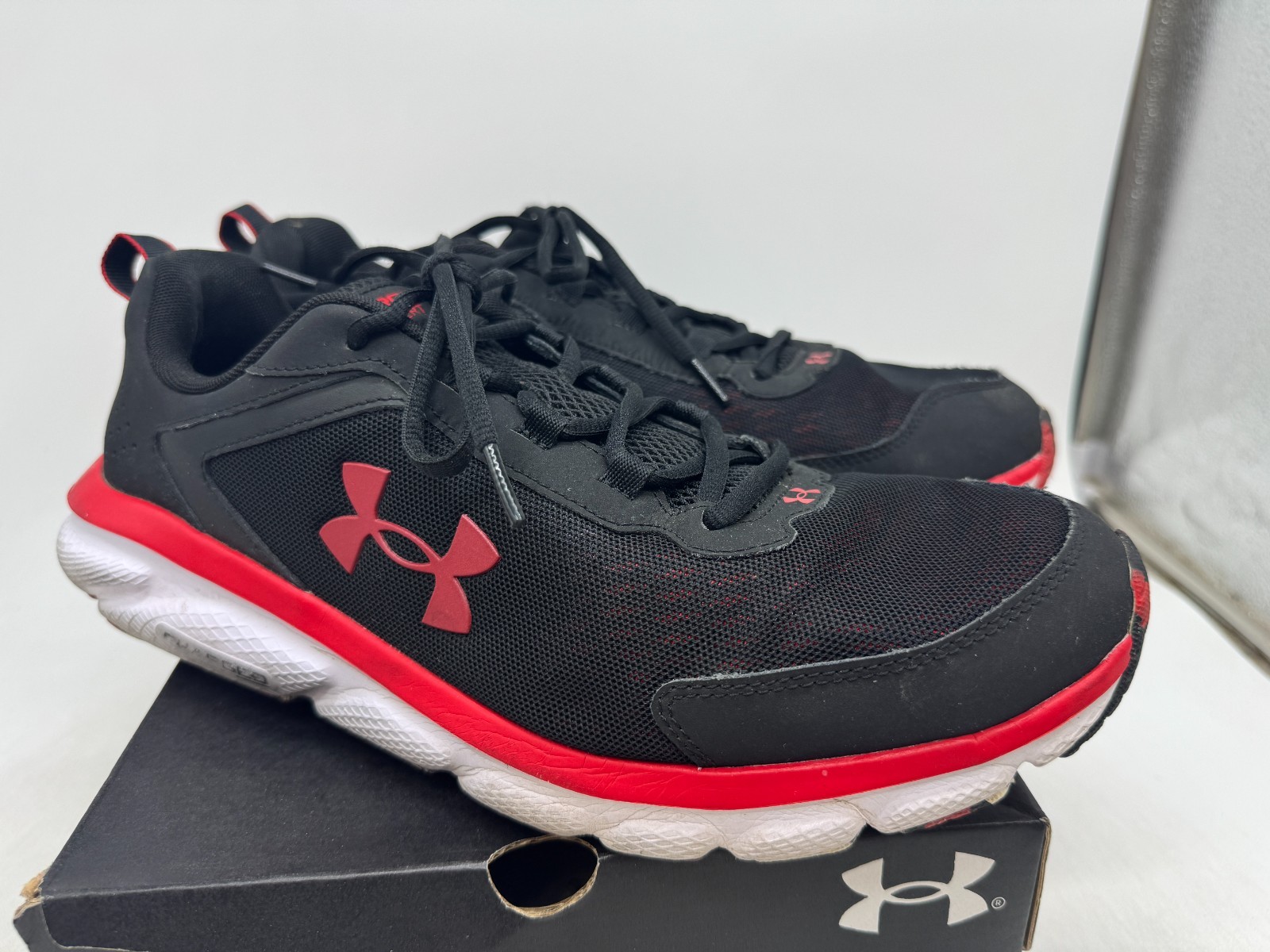 Under Armour Charged Assert 9 Marble Athletic Running Sneaker Men Black Red – 13