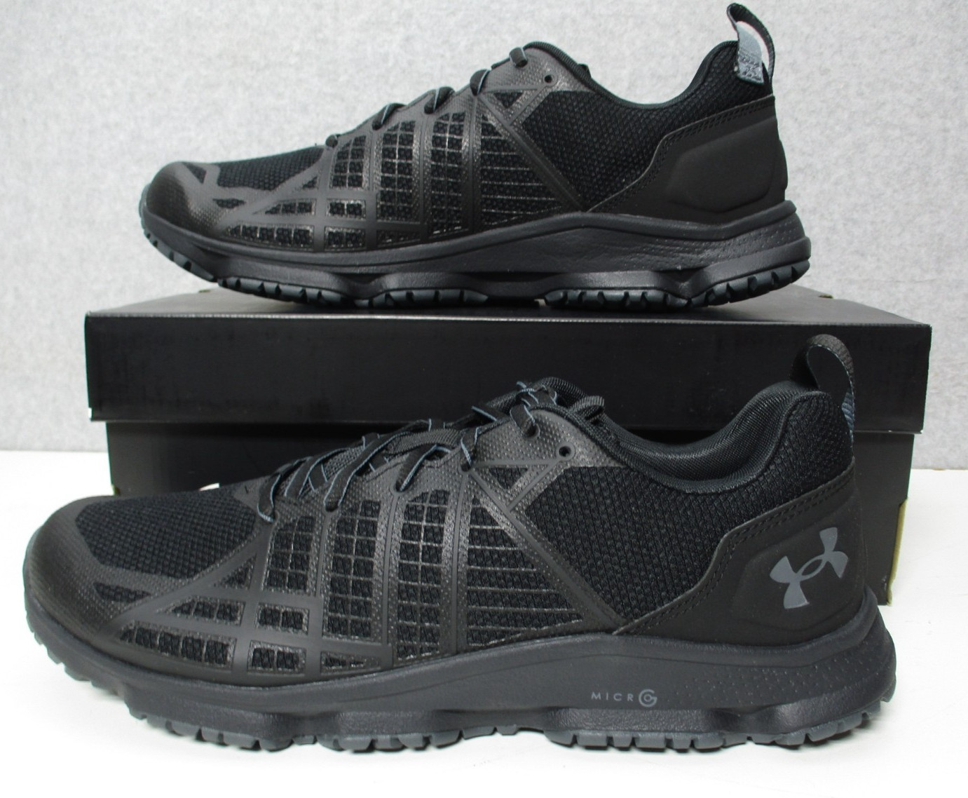 Under Armour Black UA MG Strikefast Tactical Trail Hiking Run Shoes Mens Sz 12