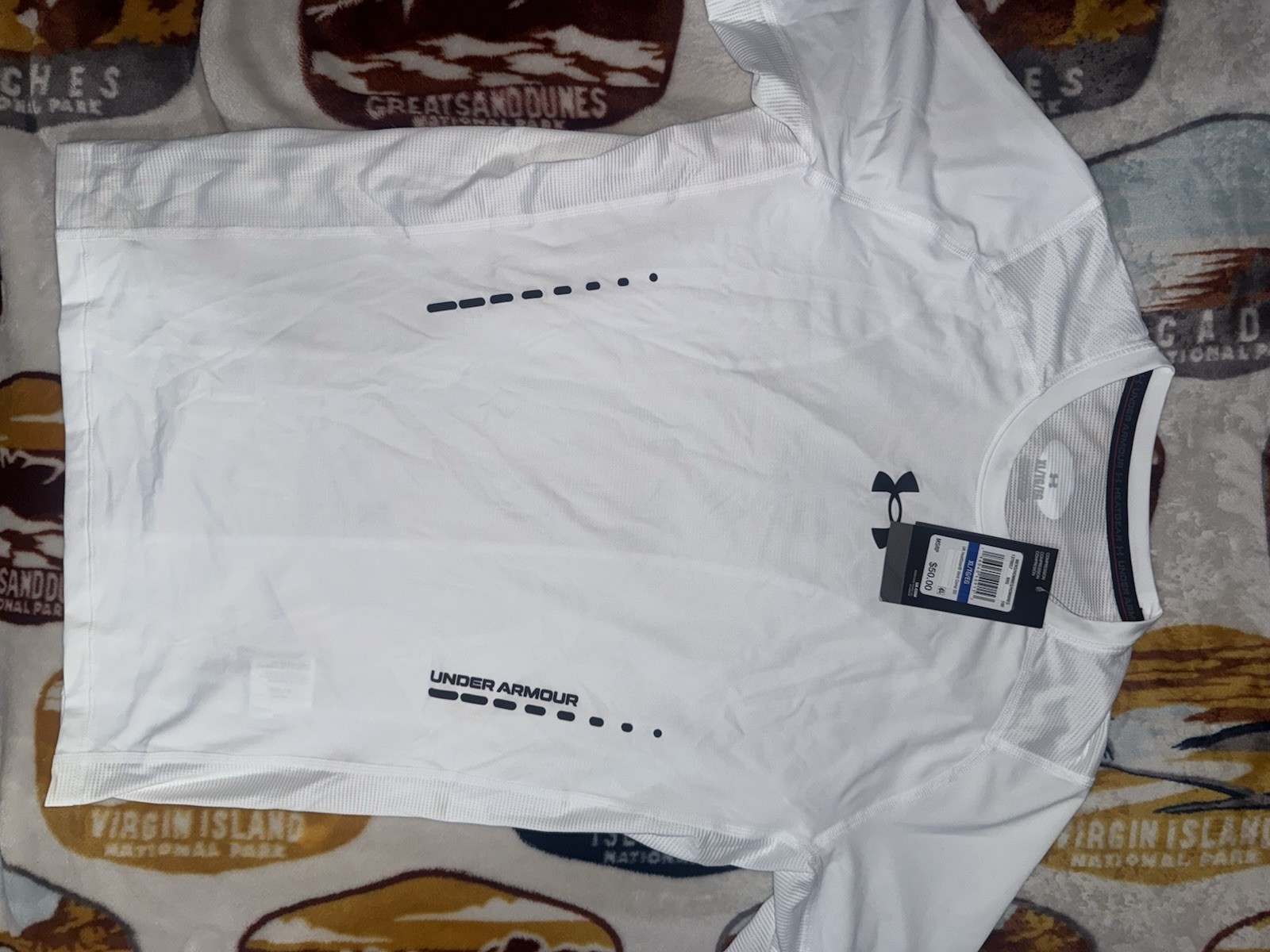 Under Armour White Compression Shirt Activewear for Gym, Size XL HeatGear