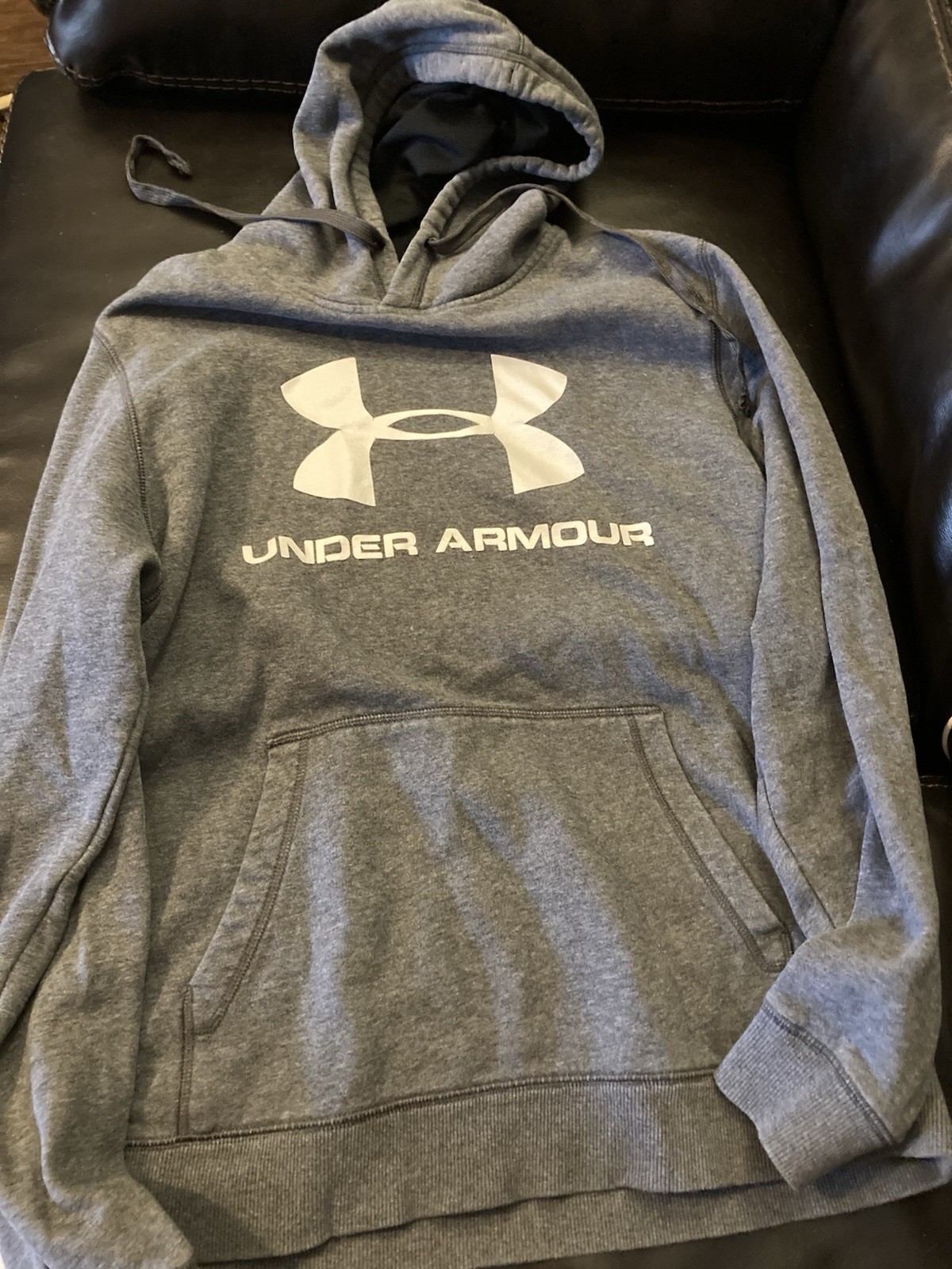 Under Armour Men’s Grey Hoodie Sweatshirt Size Large Fitted Cold Gear Logo