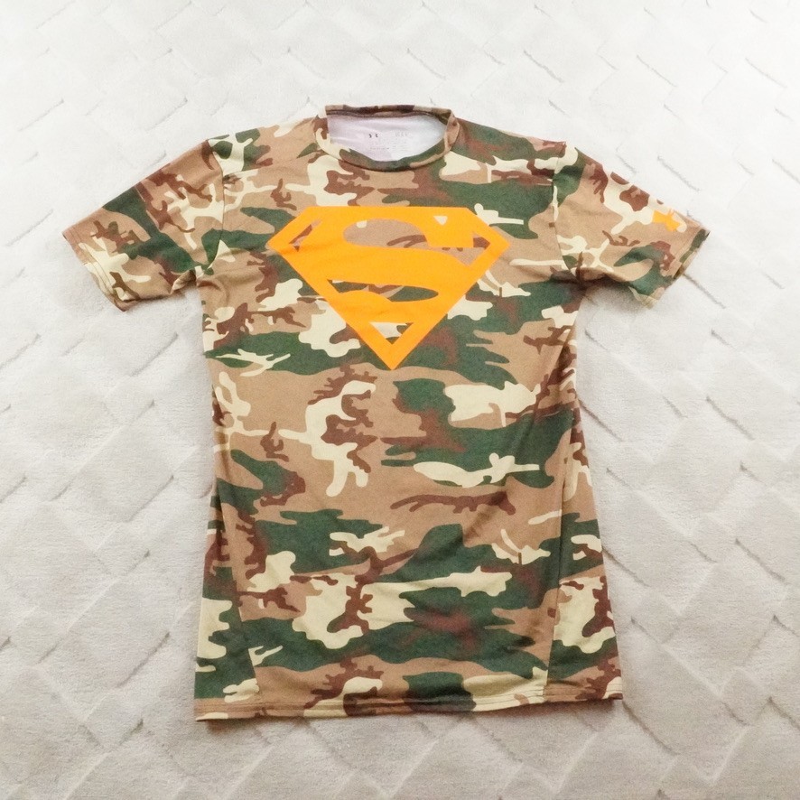Under Armor Super Man Compression Shirt Mens Large Camouflage Heat Gear FLAW