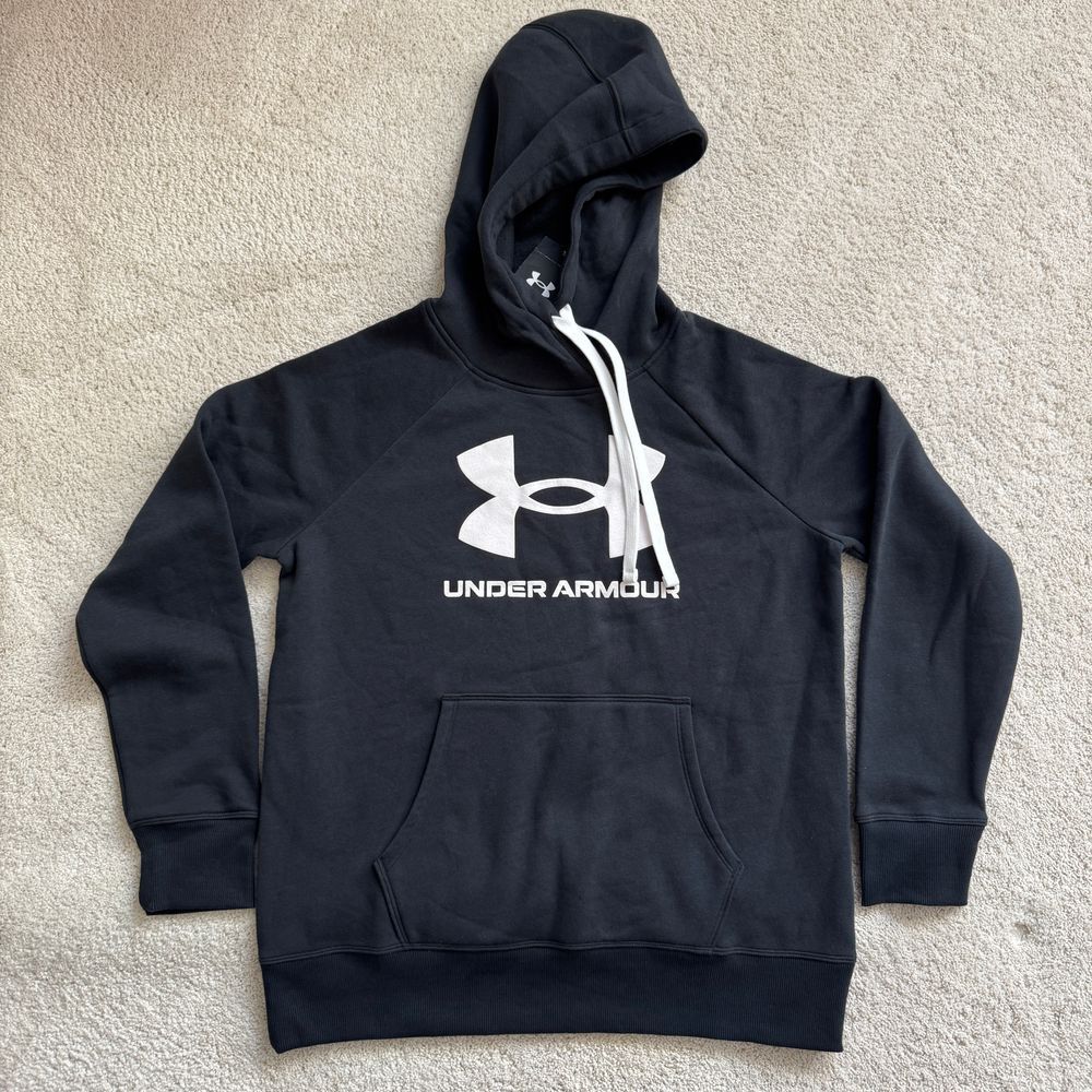 Under Armour UA Rival Fleece Logo Black Pullover Hoodie Athletic