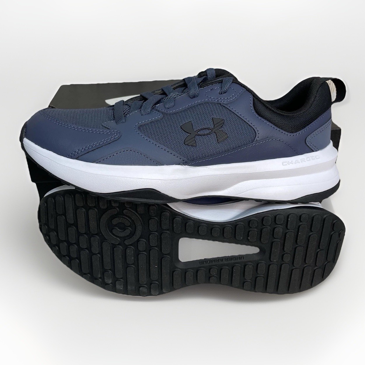 Under Armour Charged Edge Shoes Mens 10 Bluish Grey/Black Sneaker 3026727-044