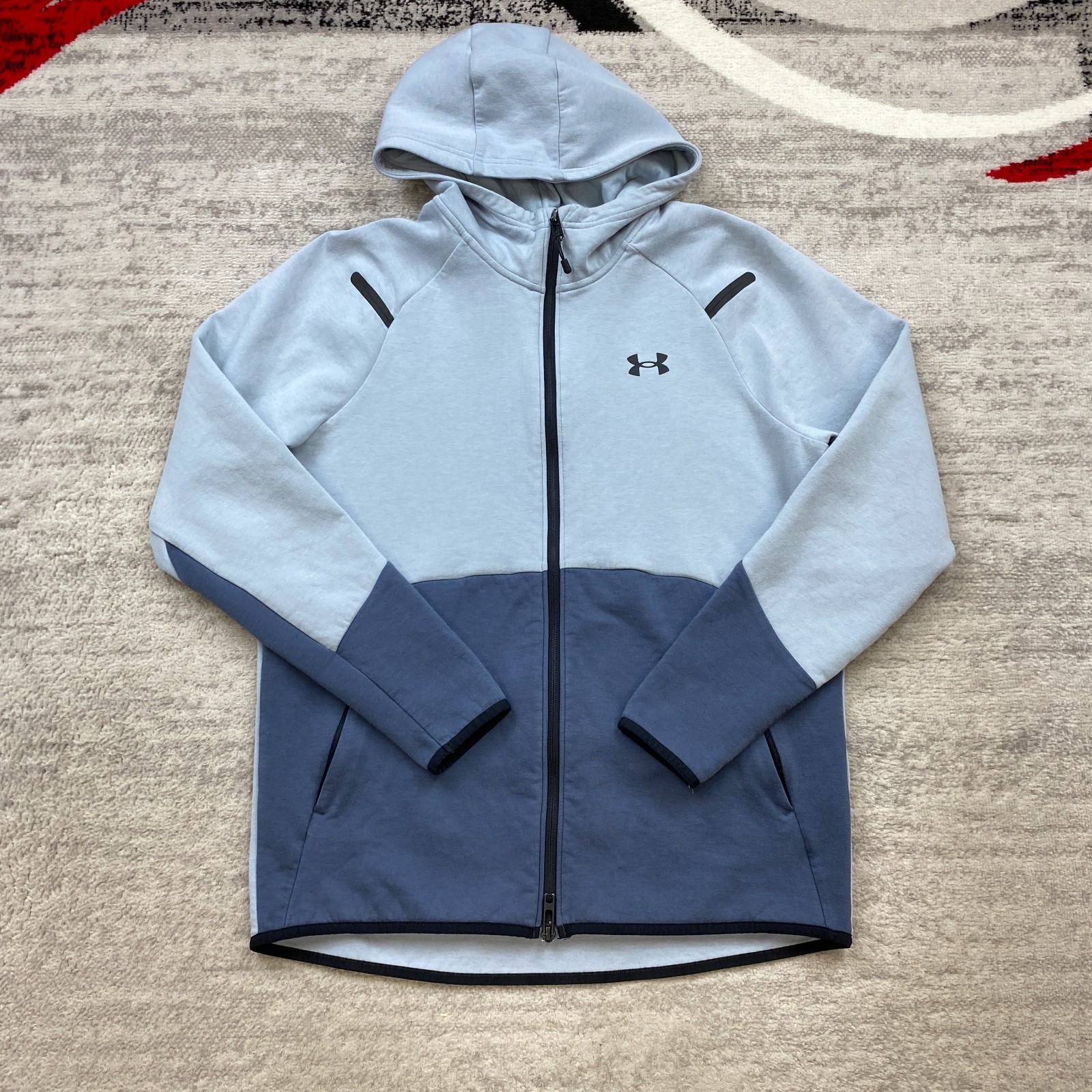 Under Armour Unstoppable Fleece Full Zip Hoodie Small Blue Hiker Outdoors Mens
