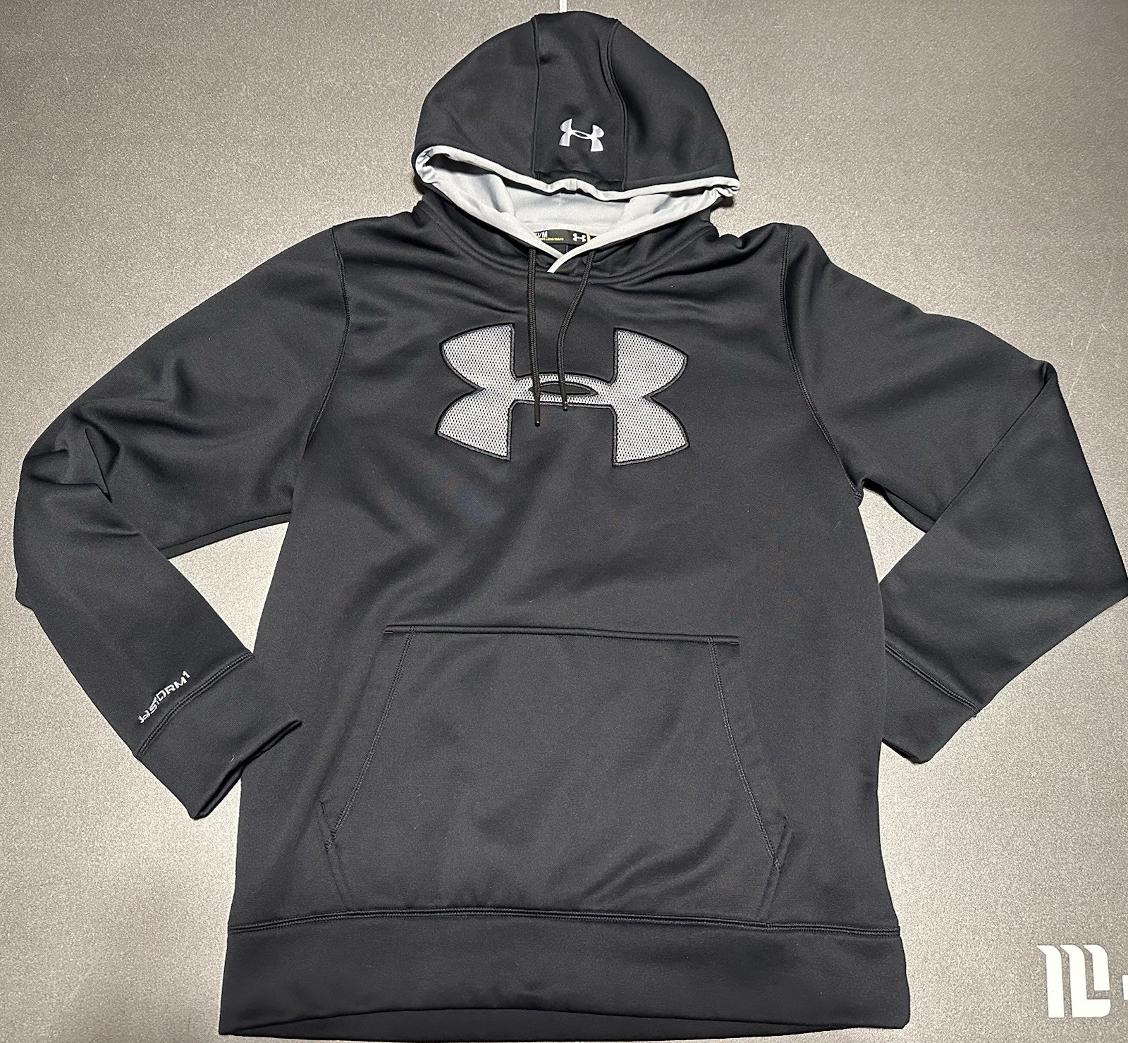 Under Armour Storm Pullover Hoodie Black  Big Logo Fleece