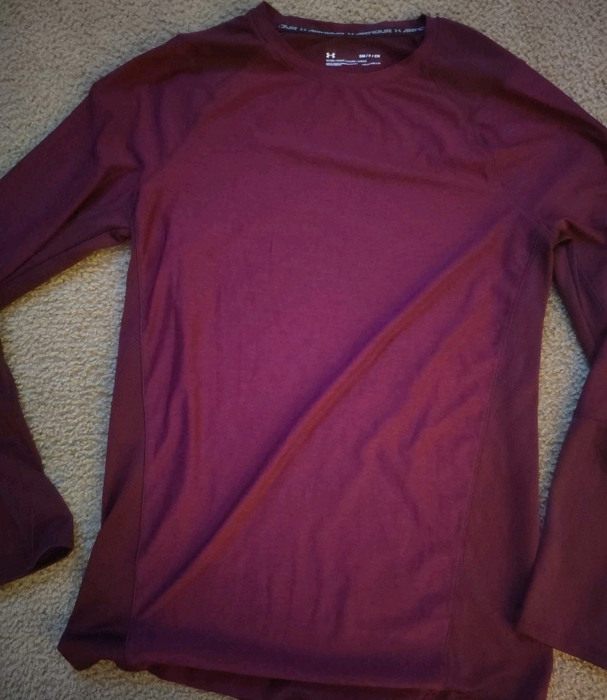 Mens Under Armour Heat Gear Red LongSleeve Compression Top Shirt Size Small
