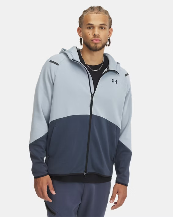 Under Armour Unstoppable Fleece Full Zip Hoodie Mens Small Blue 1379806 465
