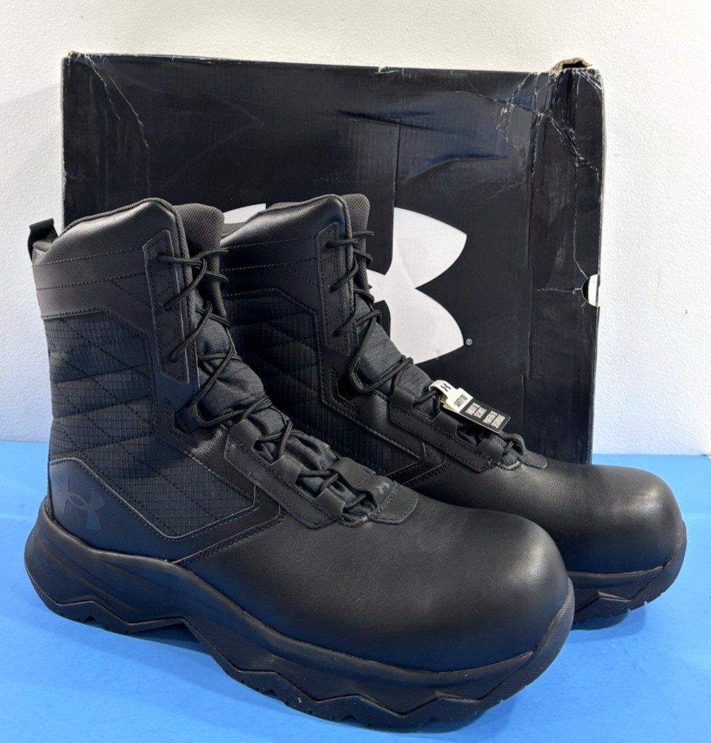NIB 12.5 D MENS UNDER ARMOUR STELLAR G2 PROTECT COMPOSITE TOE BOOTS 3024947 BK