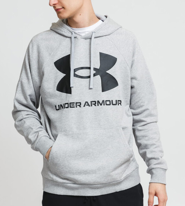 Under Armour Men’s Melange Grey UA Rival Fleece Big Logo Pullover Hoodie