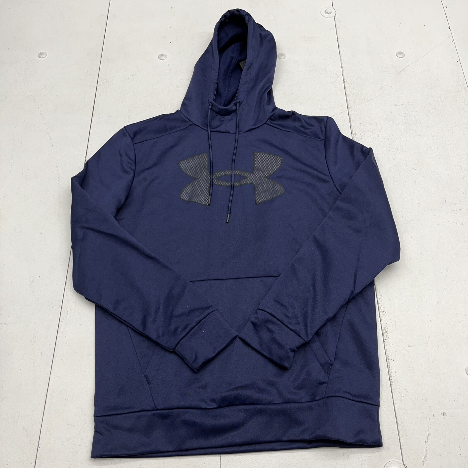 Under Armour Navy Blue Fleece Big Logo Hoodie Men’s Size Small NEW